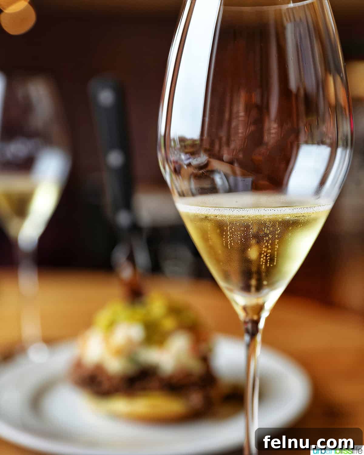 Crispy Air Fryer Cod with Lemon Garlic Butter 13 Gran Moraine Winery glass of Blanc de Blanc sparkling wine
