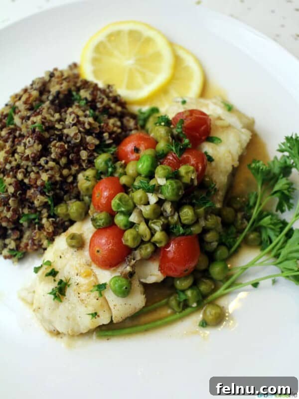 Crispy Air Fryer Cod with Lemon Garlic Butter 17 Wild Alaskan Halibut Poached with Tomatoes and Peas Wine Sauce